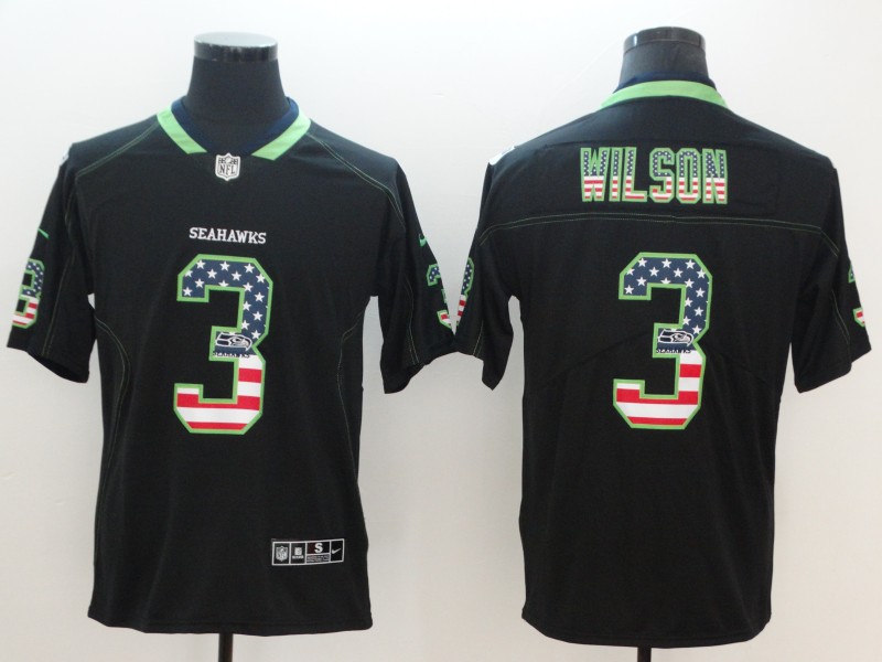 Men's Seattle Seahawks Russell Wilson #3 Black Alternate Jersey